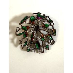KARL OTTEREN DAVID ANDERSEN STERLING ENAMEL BROOCH NORWAY MID CENTURY MODERNIST